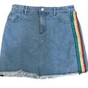 Sans Souci  Denim Skirt Mini skirt rainbow stripe on side 90s vibes Photo 0