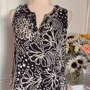 Brooks David  Linen Blend Navy Flowered Sleeveless Top Photo 1