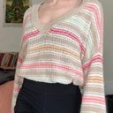 American Eagle Beige Striped V Neck Sweater Photo 6