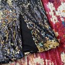 Nine West  Sz XL Black Gold Sequin Sparkle Pencil Skirt Front Slit Elastic Waist Photo 6