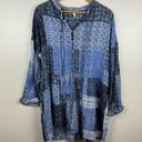 Pilcro  Anthropologie Tiered Tunic Blouse Patchwork Blue Sz XL | Western Cowgirl Photo 1