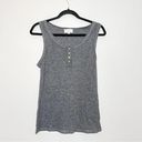 Bohme  Charcoal Gray Ribbed Henley Tank Wood Buttons Size Large Photo 21