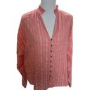 Pilcro  Anthropologie NWT Ruffled Top Blouse Pink Silver Stripe size L Photo 3