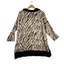 Chico's  Size 2 (L/12) Black White Cowl Neck Long Sleeve Poly Blend Tunic Sweater Photo 4