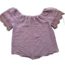 Harvé Benard Harve Benard Boho Lilac Ruffle Short Sleeve Blouse Size Small Photo 1