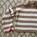 Sincerely Jules  Tan & White Striped Crop Sweater Bell Sleeves Large Photo 2