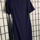 Mario Serrani  Shift Knee Length Short Sleeve Casula Dress Navy Dark Blue Medium Photo 2