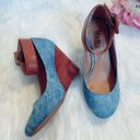 mix no. 6 Blue Denim/Brown Ankle Strap Wedges! Photo 2