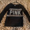 PINK - Victoria's Secret VS pink XS long sleeve black bling and leopard print shirt Photo 0