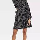 Universal Threads Universal Thread Balloon Long Sleeve Mini A-Line Dress - Black Floral Women's XS Photo 1