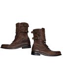 All Saints Brown Distressed Leather Damisi Military Combat Boots Photo 3