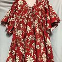 None No brand small Boho, wide sleeve, baby doll type, red orange cream flowers Photo 5