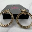 Paparazzi  Hammered Metal Hoop Gold Tone Dangle Earrings Pierced Pair Photo 2