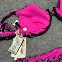 Jessica Simpson NEW  Pink Magenta Snake Print Ribbed Bikini Set Underwire Top Photo 7