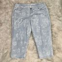 Lane Bryant Blue Floral Mid Rise Stretch Girlfriend Crop Jeans Photo 0