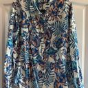 Velvet Heart  PALOMA BLUE TROPICANA Large SHIRT Linen Button Down Top Photo 2