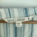 Vanilla Star Jeans Linen Blend Striped Tie Front Shirt Photo 6