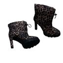 Guess NEW  Leopard  Print Puffer Drawstring Stiletto Booties Photo 8