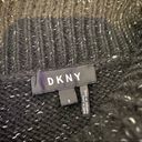 DKNY  Black‎ Turtleneck Sweater Long Sleeve Knit Metallic Silver Womens Size S Photo 9