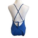 Everlane  Womens The String One Piece Swimsuit Lace Up Low Back Blue Dusk M Photo 1