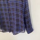 The Kooples The‎  Shirt Womens Medium Sheer Plaid Black Blue Silk Blend Button Up Photo 5