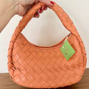 Anthropologie NWOT By  Leather Woven Top handle Bag Orange Women's Photo 0