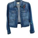 Gap  Embroidered Denim Jeans Jacket Zip Up Patches Boho Hippie Size XS Photo 4