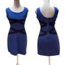 One Clothing Blue with Black Crossed Stripes Sleeveless Zip Back Dress Small Photo 1