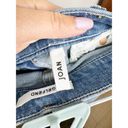 GRLFRND NWOT  Joan Cropped Distressed Jeans Mid Rise Raw Hem Magnetic Dark Wash Photo 4