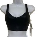 Good American  Women 1 Small Leatherette Sports Bra Black Faux Leather V Back NWT Photo 0