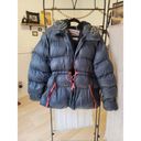 Hunter sz xl  Hoodie Puffer Jacket in dark blue zip up  colorblock fur hood coat Photo 5