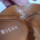 Good American  Size 8 Square Toe Brown Suede Block Heel Thong Sandals Zipper Edge Photo 5