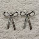 Boutique Coquette Big Silver Bow Statement Earrings  Photo 2