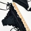 Relleciga  Bikini Womens Small Black Ruffle Triangle Swim Suit Strappy Tie Solid Photo 4