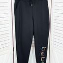 Bebe  Sport Rainbow Sequin Logo Fleece Jogger Pants Black Small Photo 10