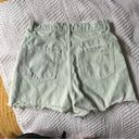 ZARA  Green Distressed Raw Hem Denim Jean Shorts Photo 5