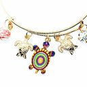 Boutique Beaded Sea Turtle Charm Colorful Bangle Bracelet Photo 1