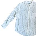 Rails  Women’s Sz M White Silk Navy Heart Print Kate Button Down Tailored Blouse Photo 2