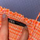 ZARA Orange Gingham Cropped Tank Photo 3