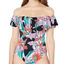 Trina Turk NEW  Multicolored Floral Ruffle Swimsuit Bathing Suit Off Shoulder 6 Photo 0