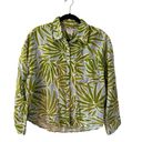 Sigrid Olsen  Tropical Print Long Sleeve Button Up Linen Blouse Size M Photo 0