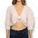 Young Fabulous and Broke YFB  Miranda Linen Blend Twist Front Crop Top Cream Size S Photo 2