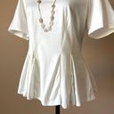 Rebecca Taylor  | White Mixed Media Peplum Top Sz M Photo 2