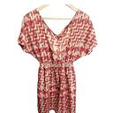 Lush Clothing Lush Dress Women's Small Red Tan Geometric Tie Back Cut Out Short Sleeve A-line Photo 5