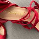 Allegra K Red Lace-Up Heels Photo 1