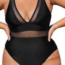 Cupshe NWT  Plus Size One Piece Swimsuit Mesh Sheer Tummy Control Black size 1X Photo 0