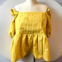 Puff Sleeve Fold Pleated Peplum Blouse Gold Size 3X Photo 0