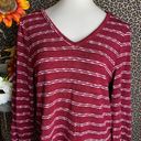 Doe & Rae ✅3/$30✅ NWT  Red Striped Long Balloon Sleeve Open Keyhole Back Top | LARGE | Photo 4