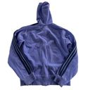 Adidas  Jacket Women Medium Purple Fleece Black Stripe Zip Hooded Cotton Poly Photo 1