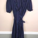 Old Navy NWT  Women’s Embroidered Floral Print Navy Blue Ruffle Hi-Low Wrap Dress Photo 0